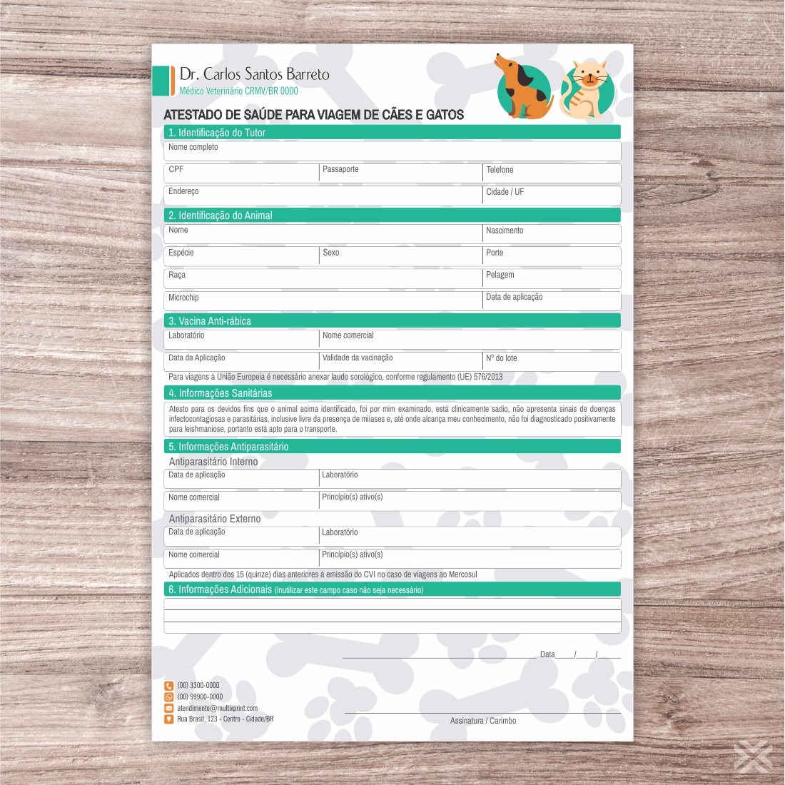Atestado para Viagem Veterinário 3061