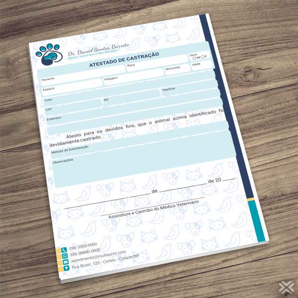 Atestado de Castração Veterinário 30102