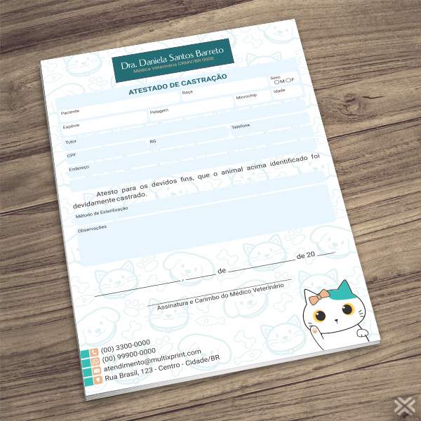 Atestado de Castração Veterinário 30128