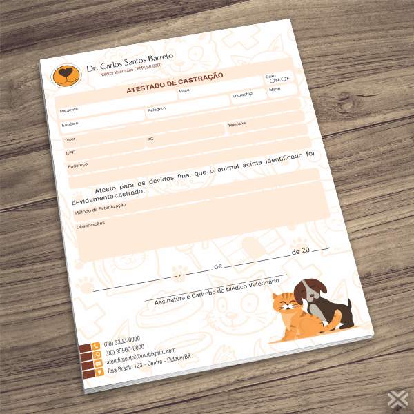 Atestado de Castração Veterinário 3039