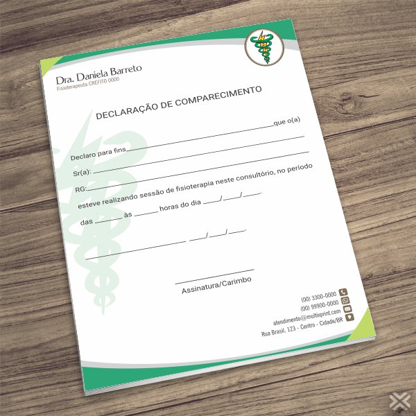 Declaração de Comparecimento Fisioterapeuta 0937