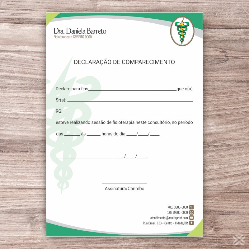 Declaração de Comparecimento Fisioterapeuta 0937 - Imagem 2