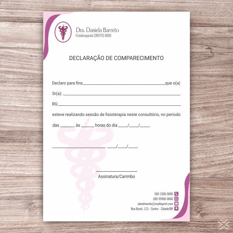 Declaração de Comparecimento Fisioterapeuta 0941 - Imagem 2