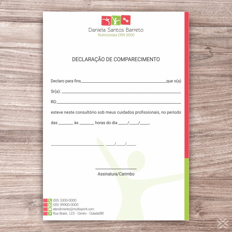 Declaração de Comparecimento Nutricionista 2431 - Imagem 2
