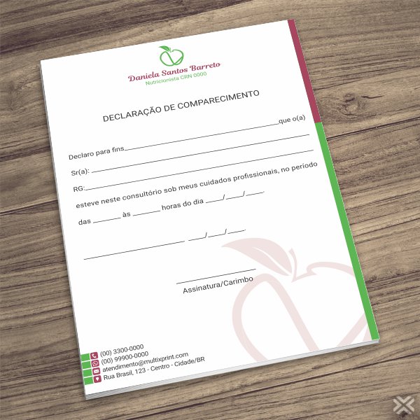 Declaração de Comparecimento Nutricionista 2462