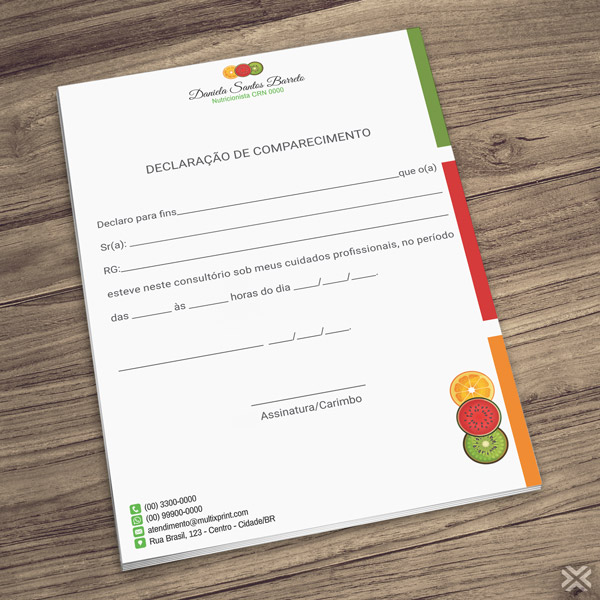 Declaração de Comparecimento Nutricionista 2475