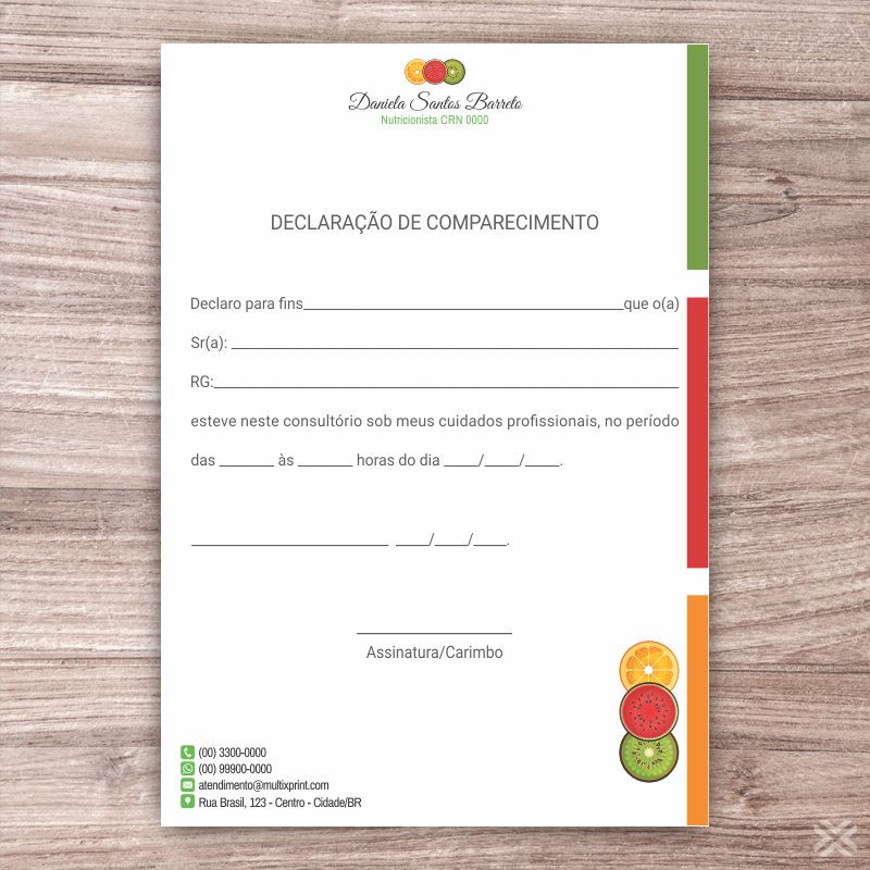 Declaração de Comparecimento Nutricionista 2475 - Imagem 2