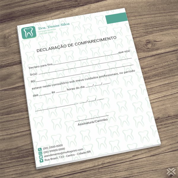 Declaração de Comparecimento Dentista 0609