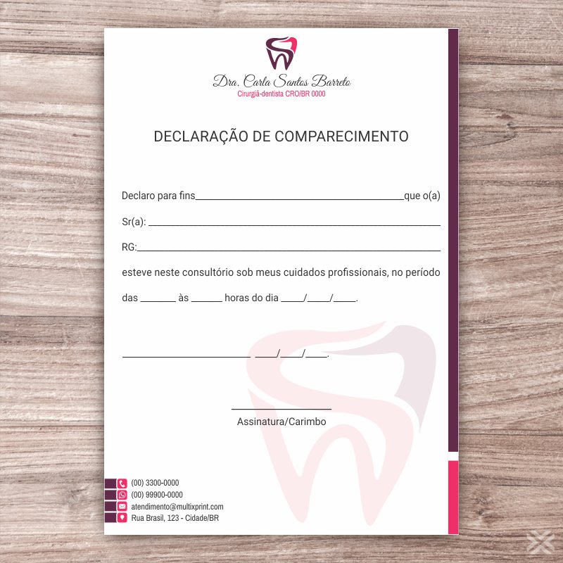 Declaração de Comparecimento Dentista 0670 - Imagem 2