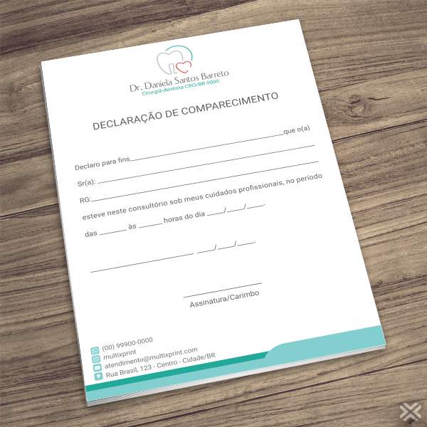 Declaração de Comparecimento Dentista 0679