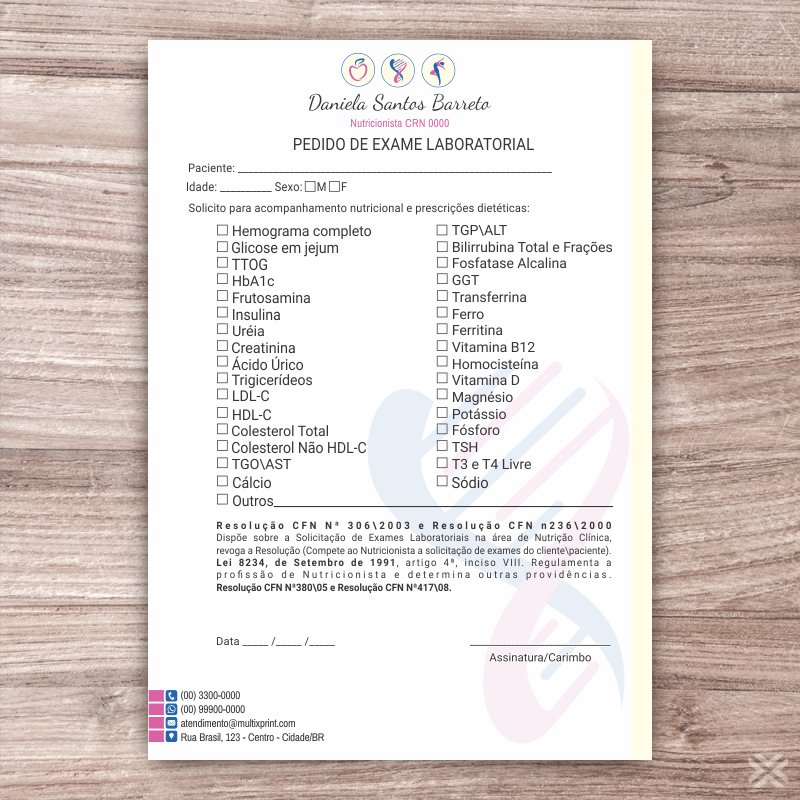 Pedido de Exame Nutricionista 2407 - Imagem 2