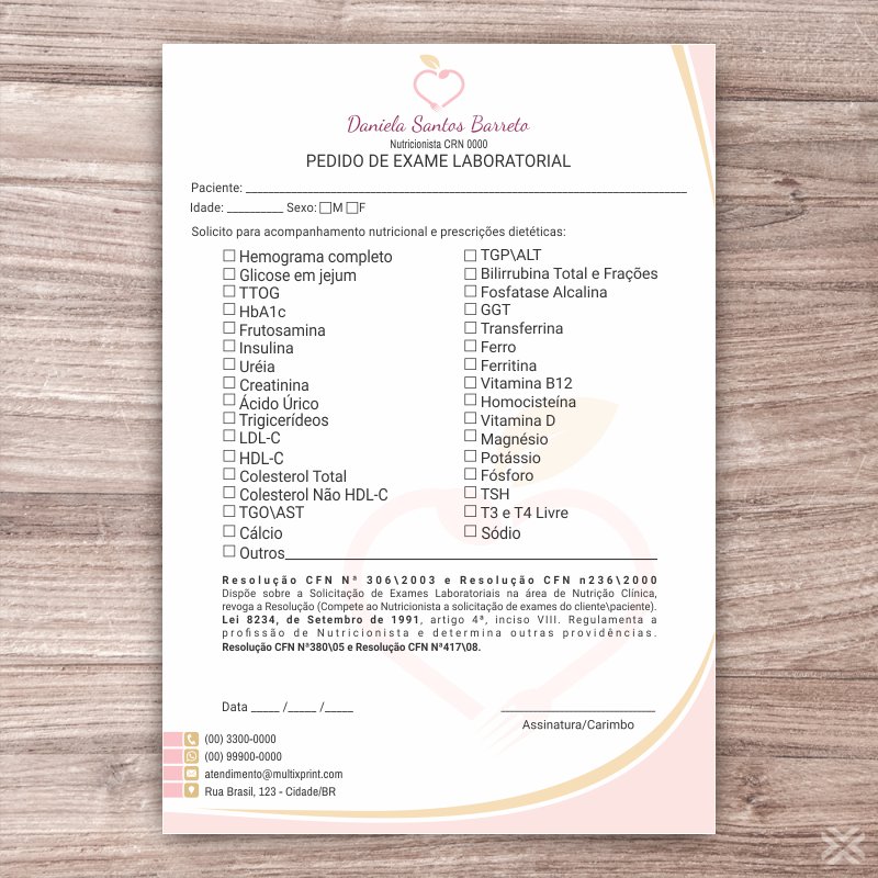 Pedido de Exame Nutricionista 2409 - Imagem 2