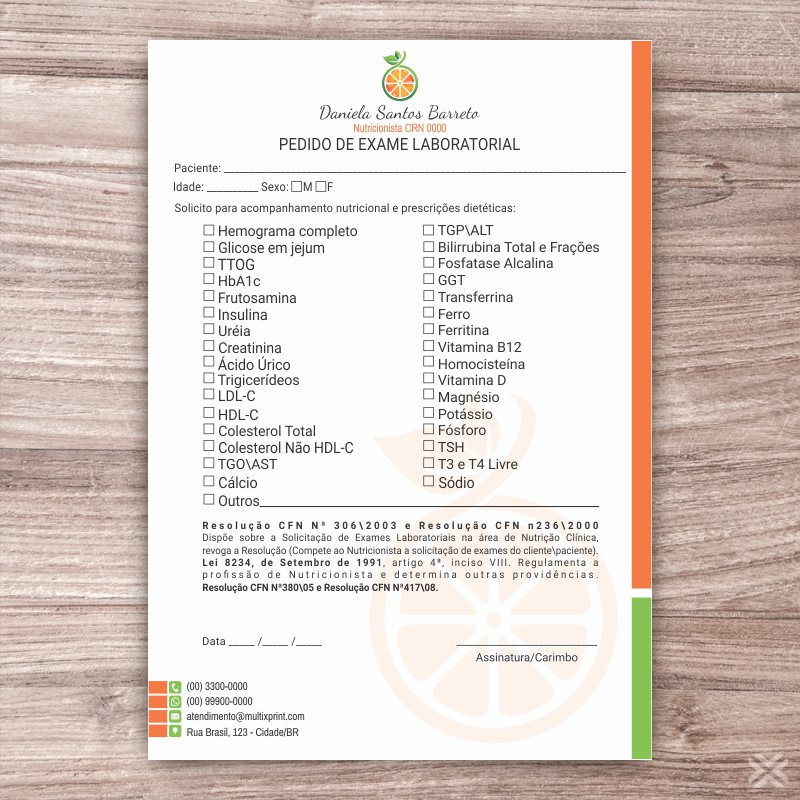 Pedido de Exame Nutricionista 2410 - Imagem 2