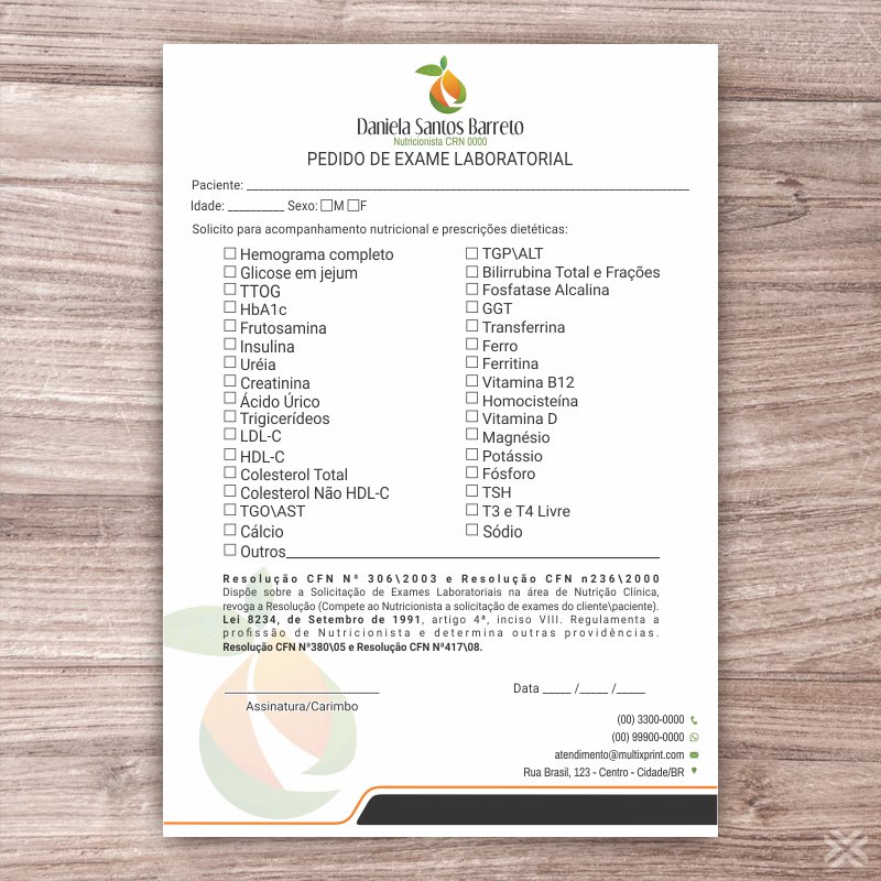 Pedido de Exame Nutricionista 2419 - Imagem 2
