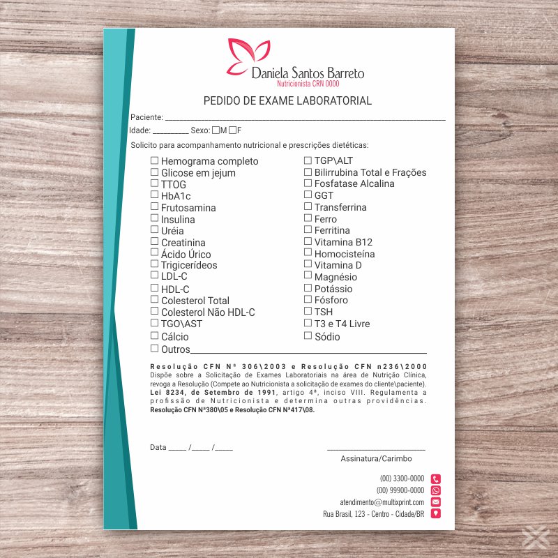 Pedido de Exame Nutricionista 2422 - Imagem 2