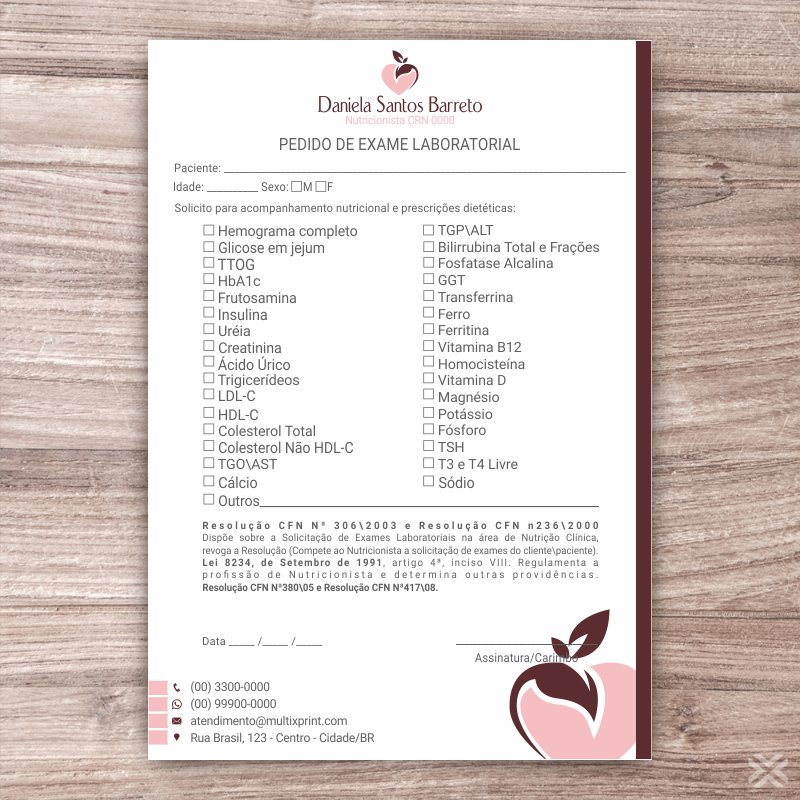 Pedido de Exame Nutricionista 2450 - Imagem 2