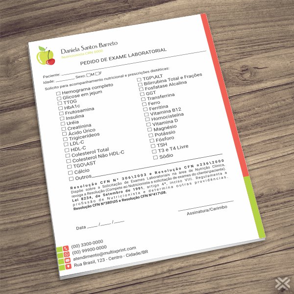 Pedido de Exame Nutricionista 2453