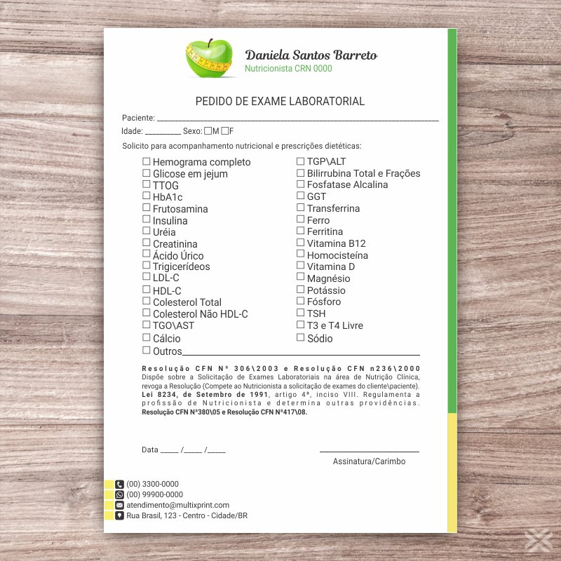 Pedido de Exame Nutricionista 2459 - Imagem 2