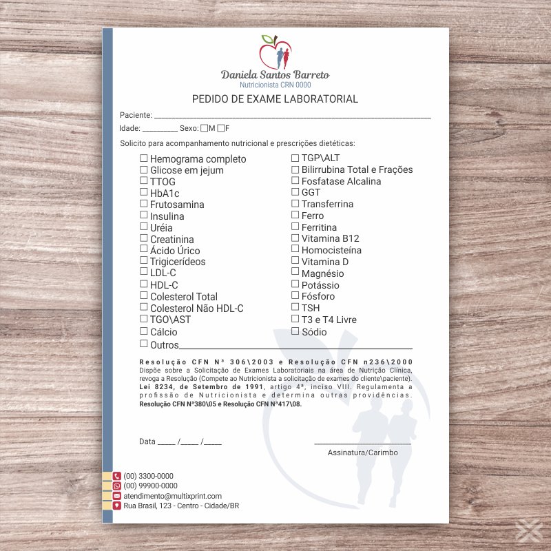 Pedido de Exame Nutricionista 2472 - Imagem 2