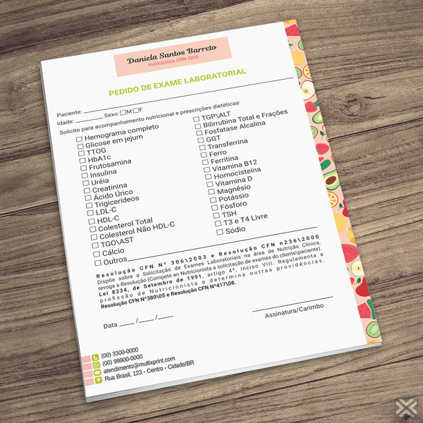 Pedido de Exame Nutricionista 2495