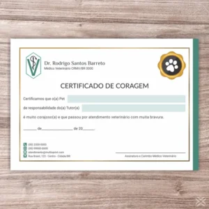 Certificado de Coragem Pet 3012