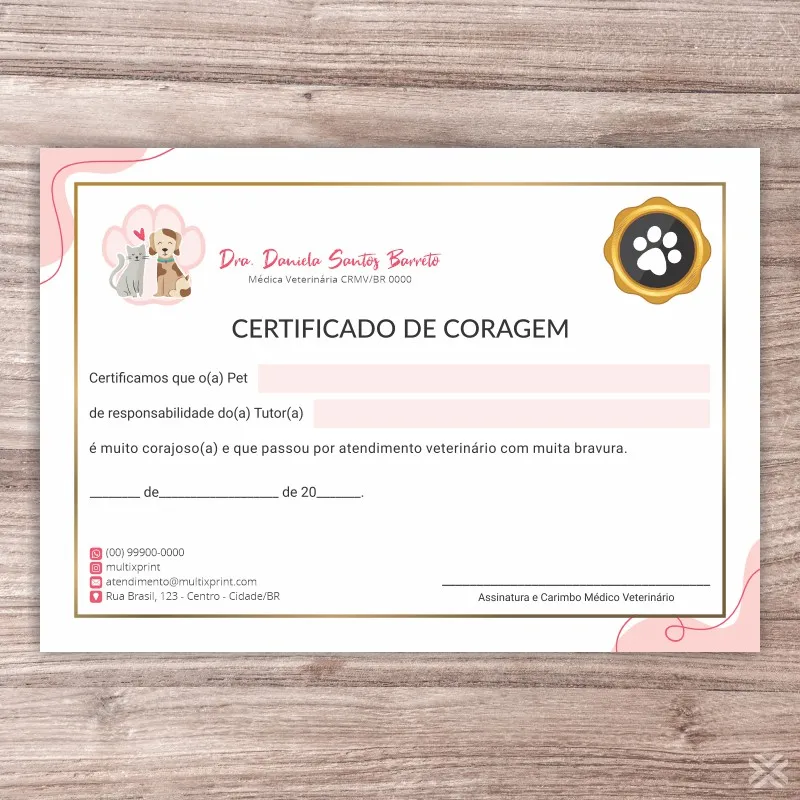 Certificado de Coragem Pet 30141