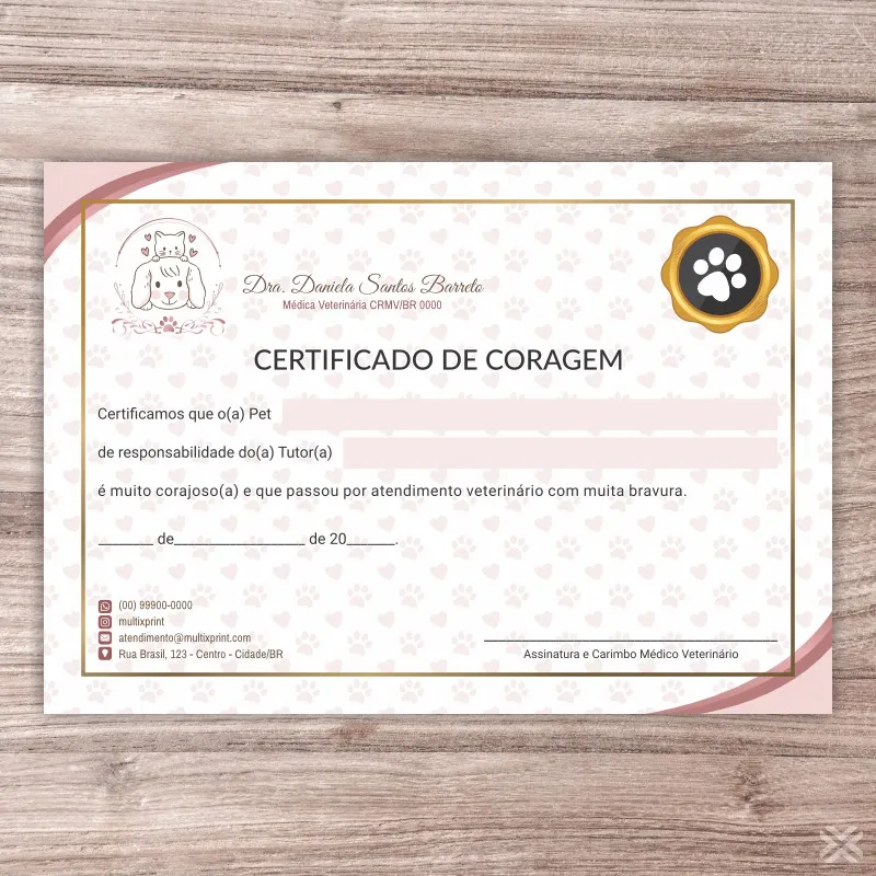 Certificado de Coragem Pet 30142