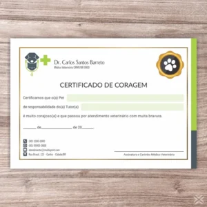 Certificado de Coragem Pet 3020