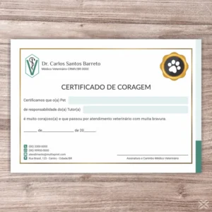 Certificado de Coragem Pet 3037