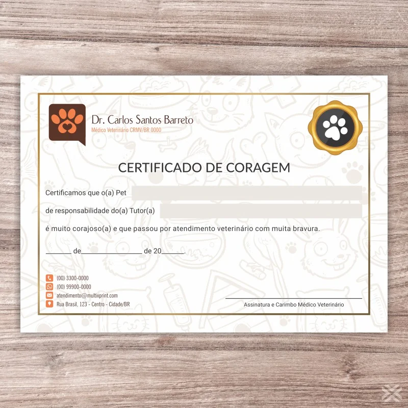 Certificado de Coragem Pet 3040
