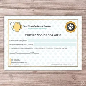 Certificado de Coragem Pet 3054