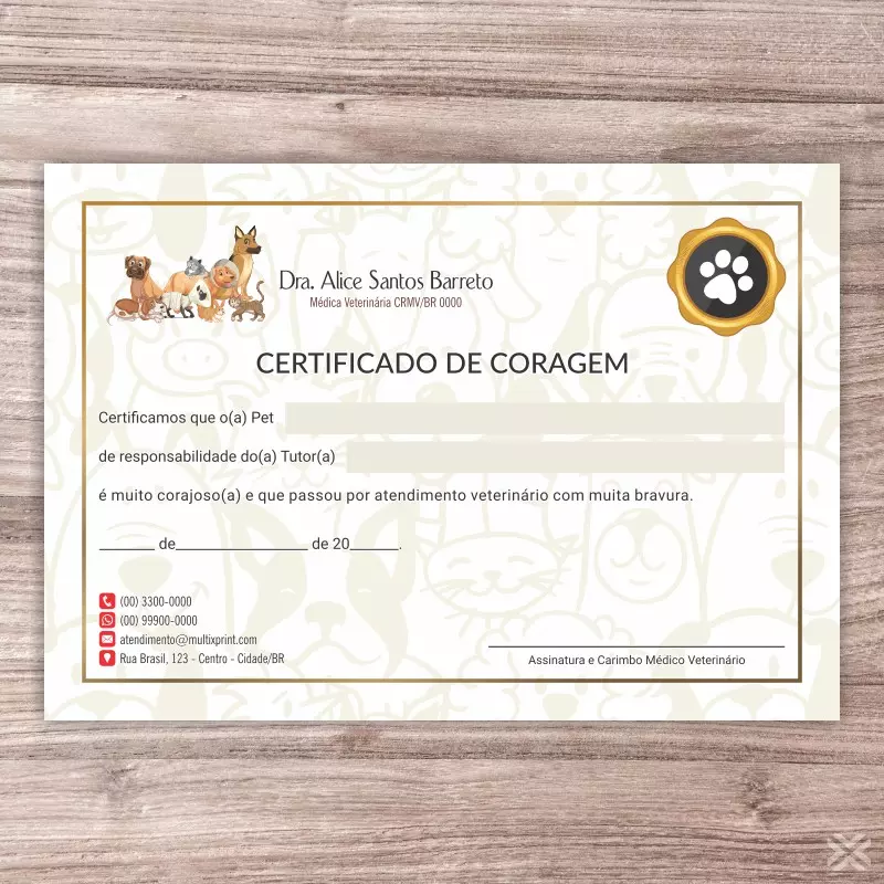 Certificado de Coragem Pet 3056