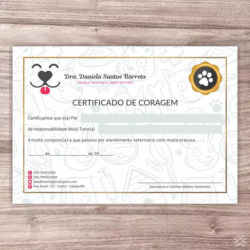 Certificado de Coragem Pet 3059