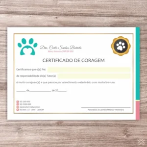 Certificado de Coragem Pet 3093
