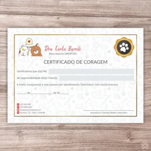 Certificado de Coragem Pet 3094
