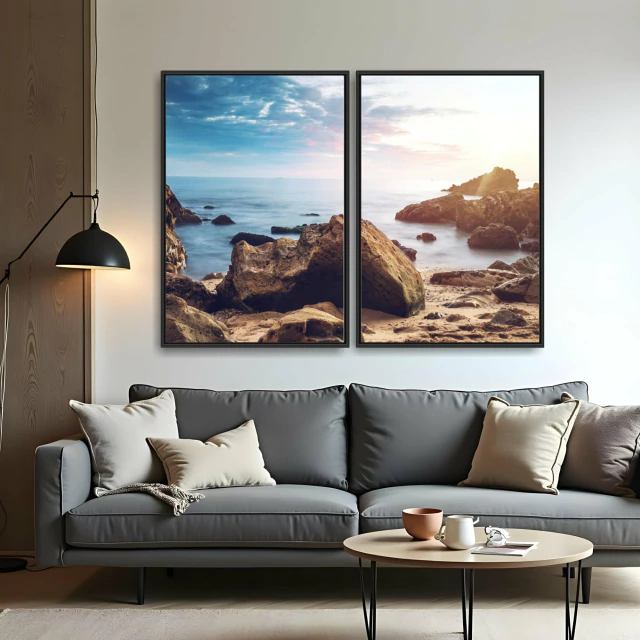 Quadro Pedras na Praia kit duas telas