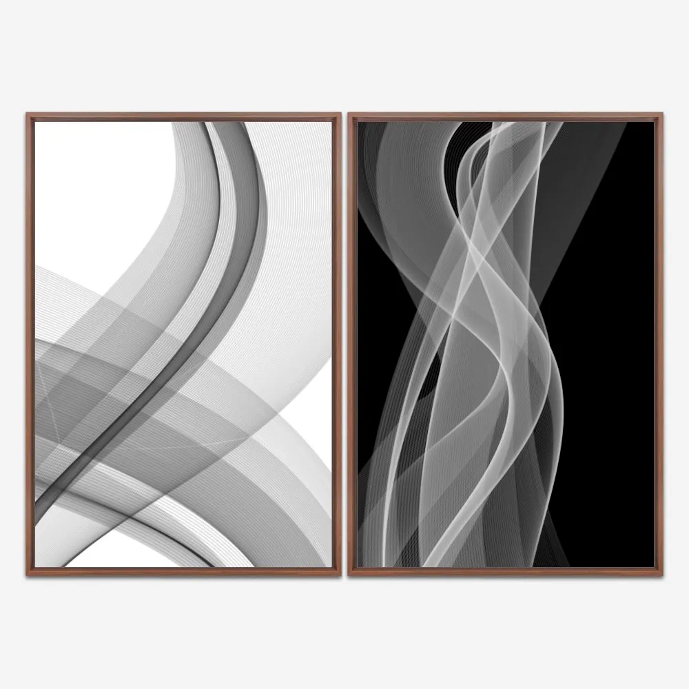 Quadro Abstrato Linhas Pretas e Brancas kit duas telas - Imagem 5
