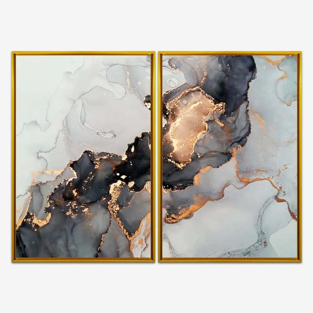 Quadro Marmorizado Preto e Dourado kit duas telas - Imagem 7