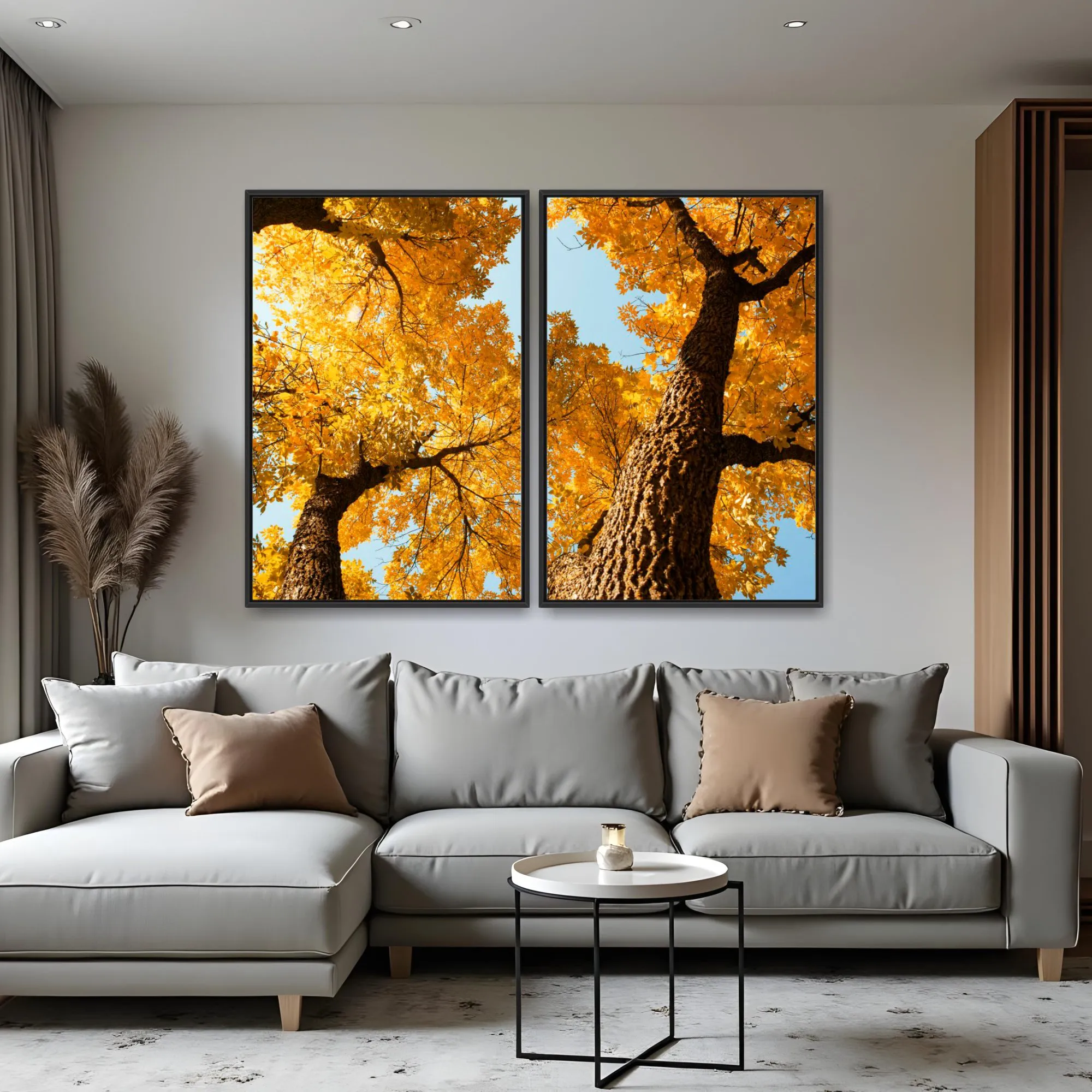 Quadro Árvores de Folhas Amarelas kit duas telas