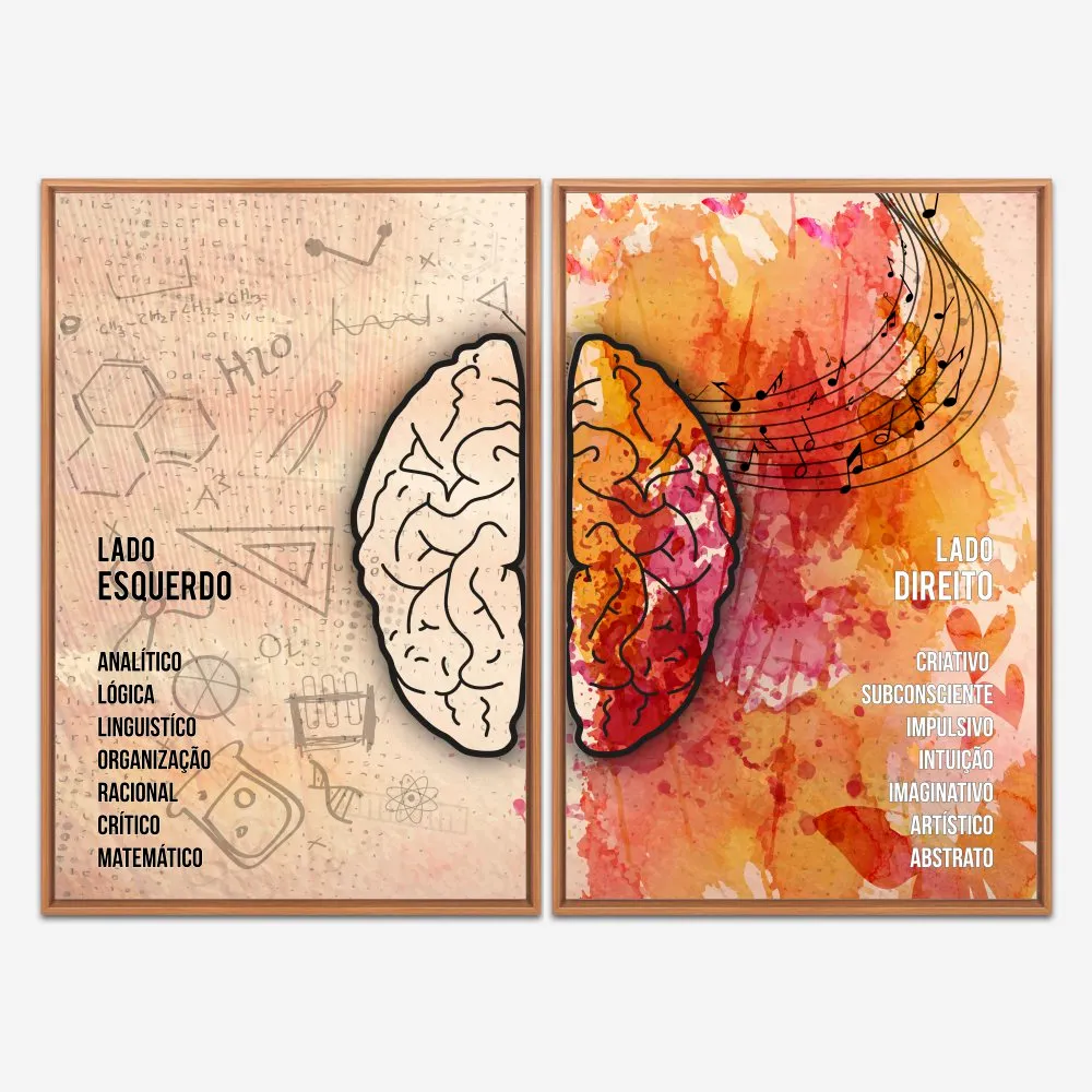 Quadro Psicólogo Dois Lados do Cérebro kit duas telas - Imagem 5