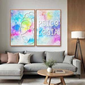 Quadro Psicologia Aquarela kit duas telas