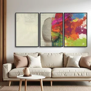 Quadro Psicologia Cores Abstratas kit três telas