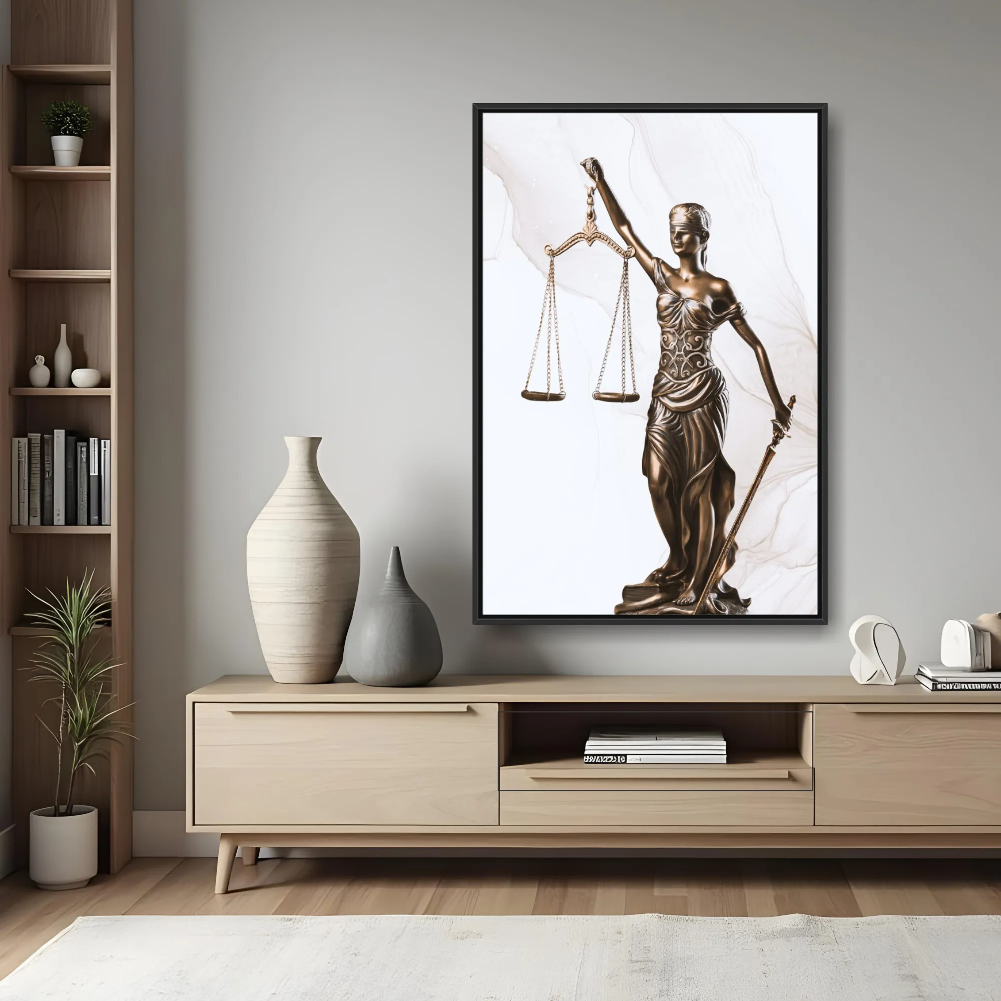 Quadro Advocacia Themis Fundo Branco Mármore