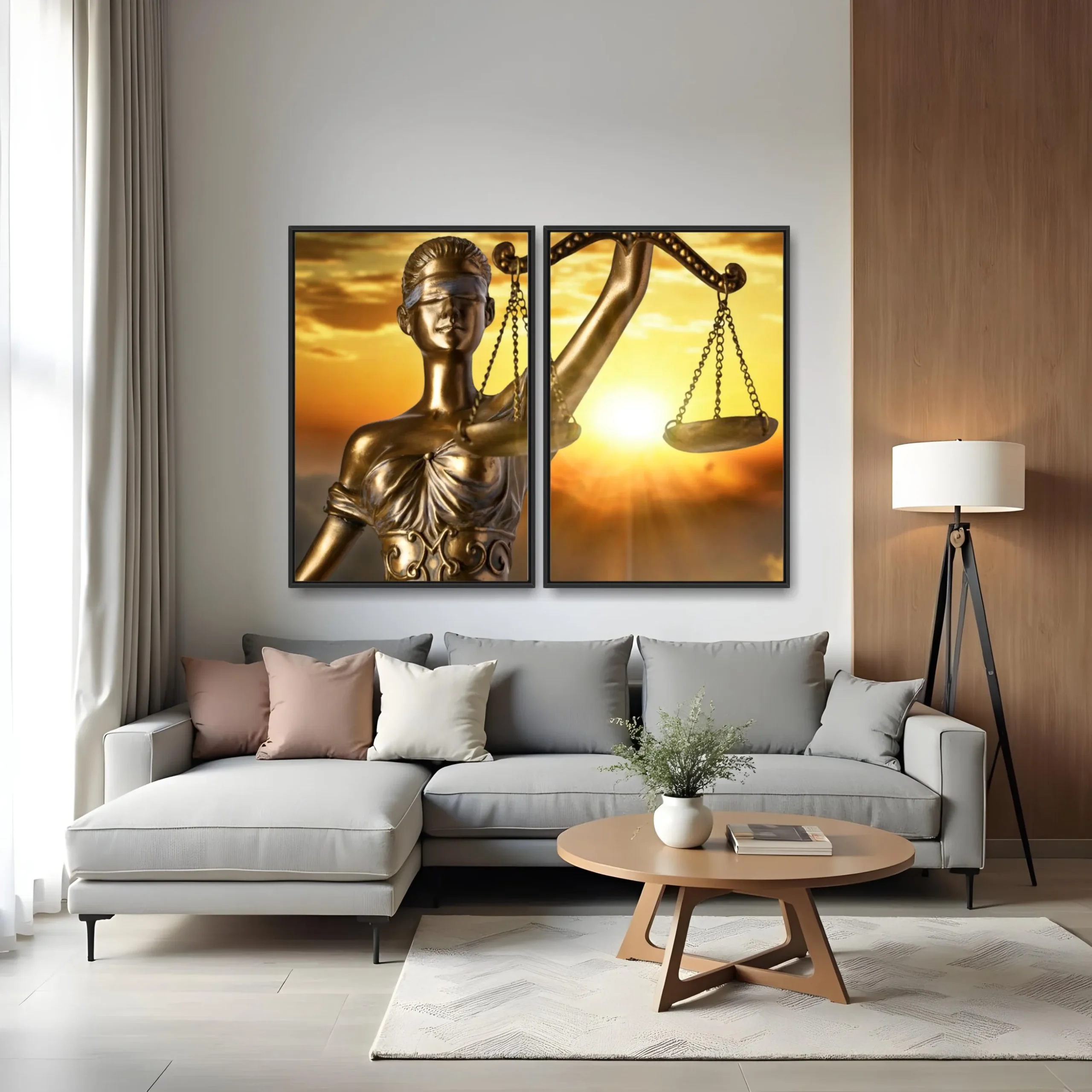 Quadro Advogado Themis Direito Horizonte kit duas telas