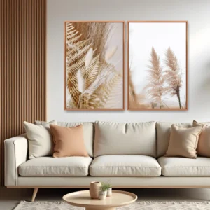 Quadro Capim Dourado Tons Claros kit duas telas