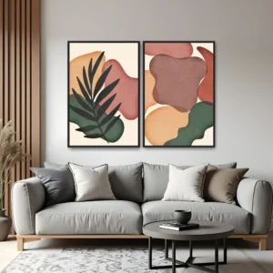 Quadro Formas Orgânicas Folhas kit duas telas