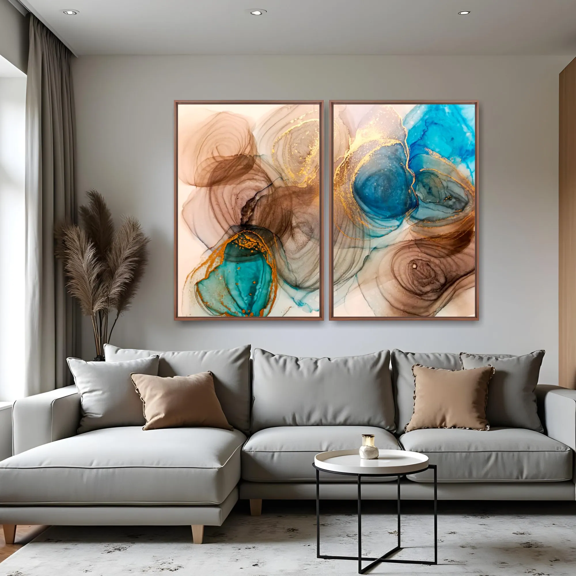Quadro Ondas Mármore kit duas telas