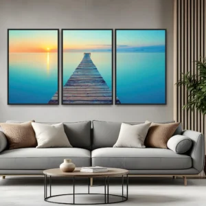 Quadro Pier Mar e Sol kit três telas