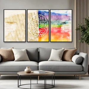 Quadro Psicólogo Hemisférios Cerebrais kit três telas