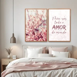Quadro Sakura Todo Amor kit duas telas